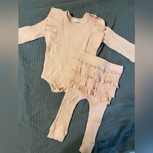 Pink ruffle onesie and pants set
